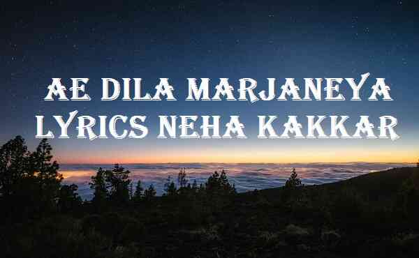 Ae Dila Marjaneya Lyrics Neha Kakkar